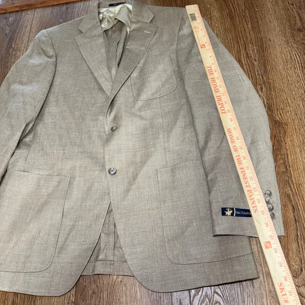 New Hart Schaffner Marx Gold Trumpeter Silk Wool Linen Blazer Mens 42L USA READ